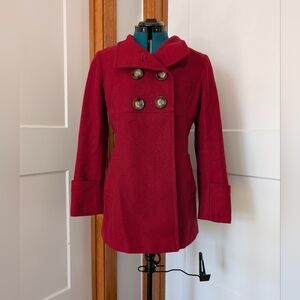 Michael Kors | Size 8 | Women's Red Double-Breasted Peacoat, Wool Blend
